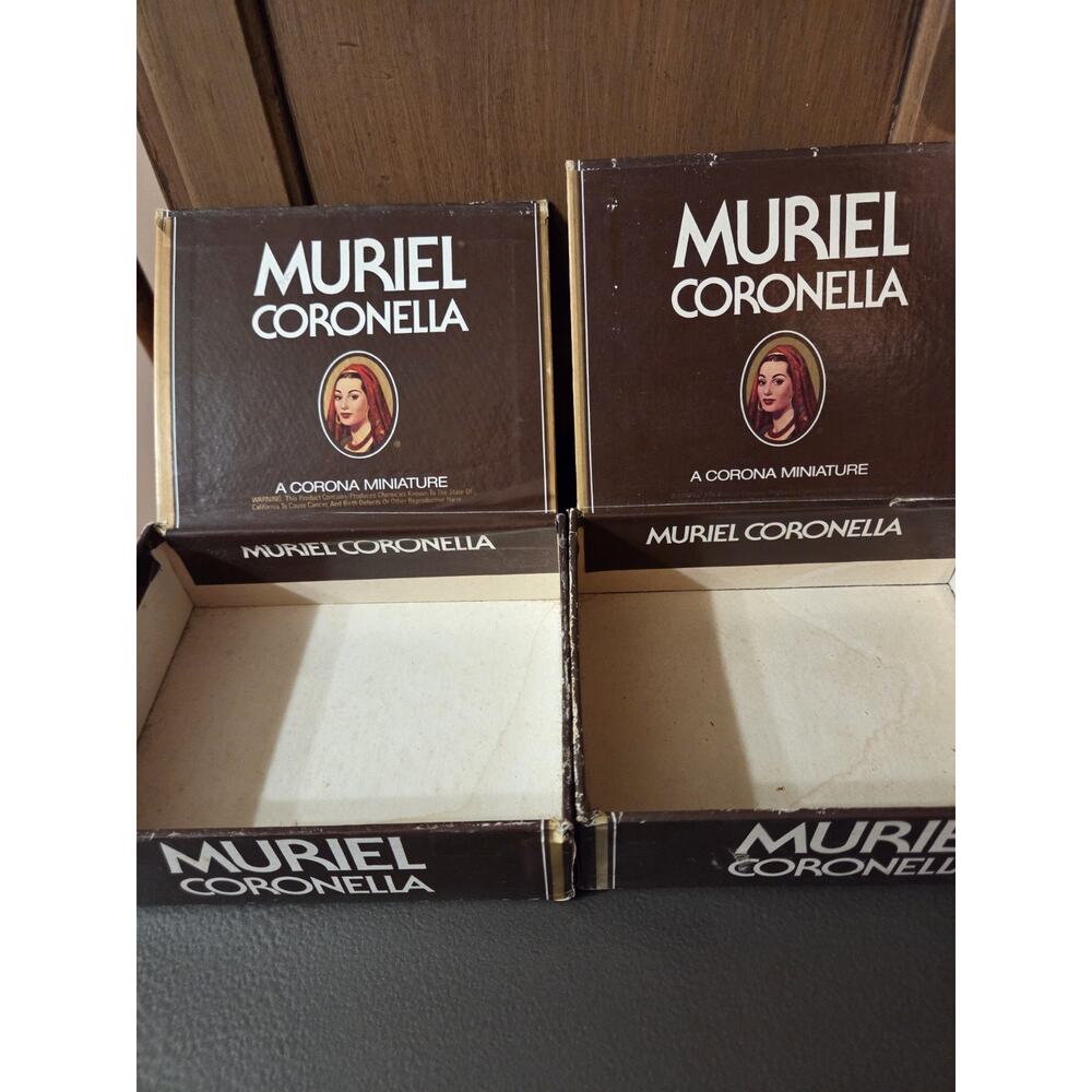 2 Muriel Coronella Brown Woman Veil Spanish Empty Fifty Cigar Box. 6.5"x 5"
